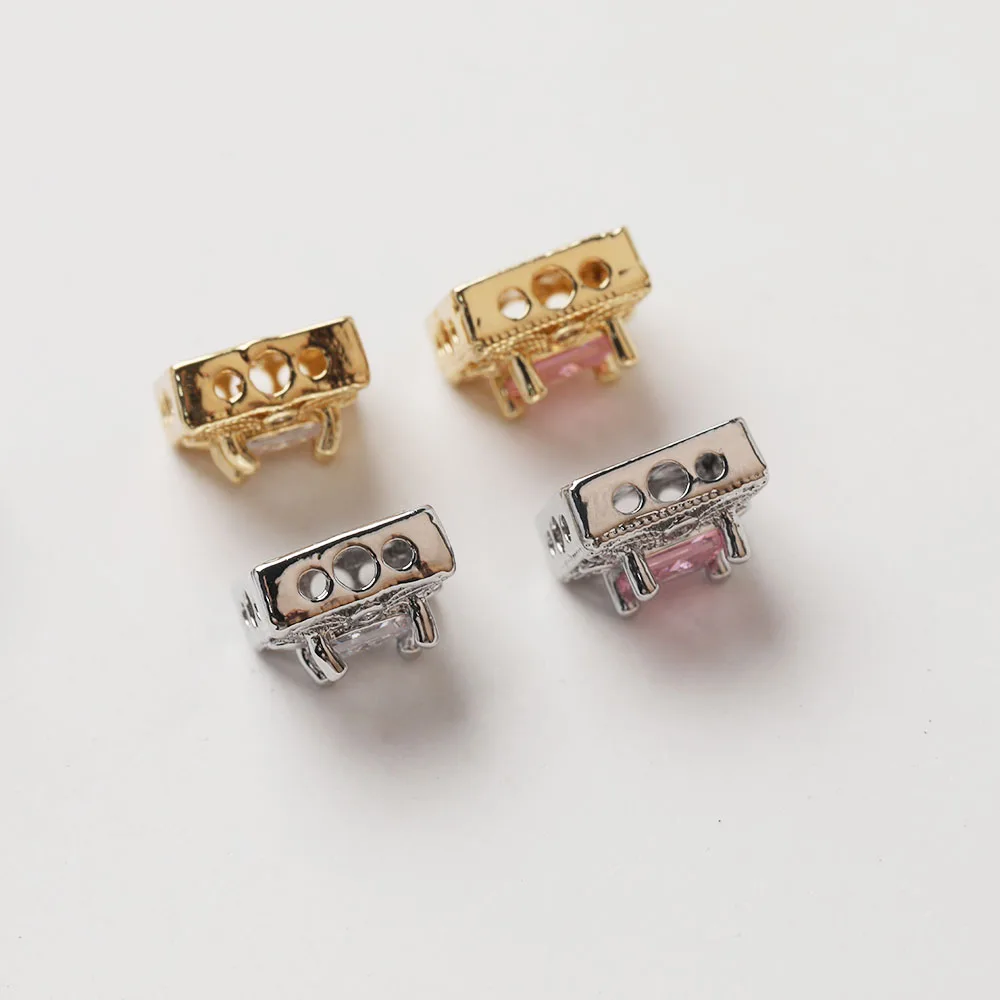 4PCS Dainty Square Beads Spacer Bead for Jewelry Making Bracelet Necklace Supplies DIY 14k Gold Plated 10mm Brass Accessories