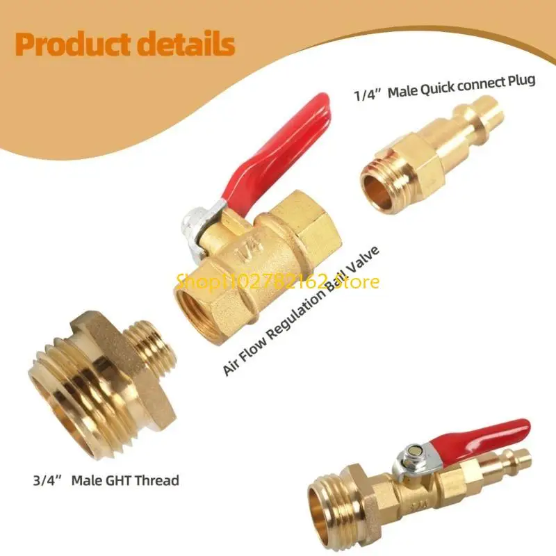 

547B Winterize Blowout Adapter 1/4" Male Quick Plug and 3/4" Male GHT Thread, Wintering Quick Fitting with Valves