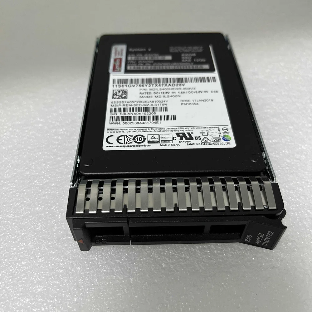 For Lenovo 01GV762 400G 2.5 SAS SSD 12G 01GV761 01GV765  SSD