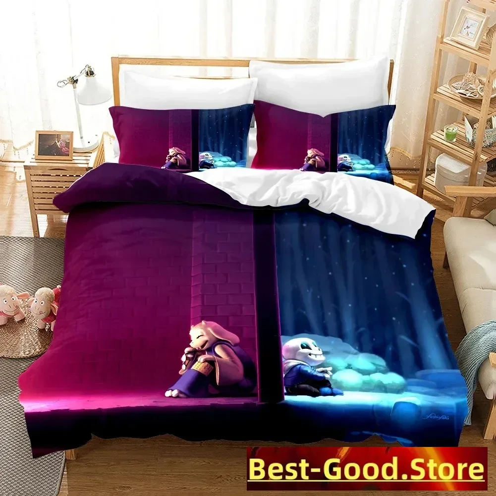 3D Printed Undertale Game Frisk Sans Papyrus Bedding Set Boys Girls Twin Queen Size Duvet Cover Pillowcase Bed Kids Adult