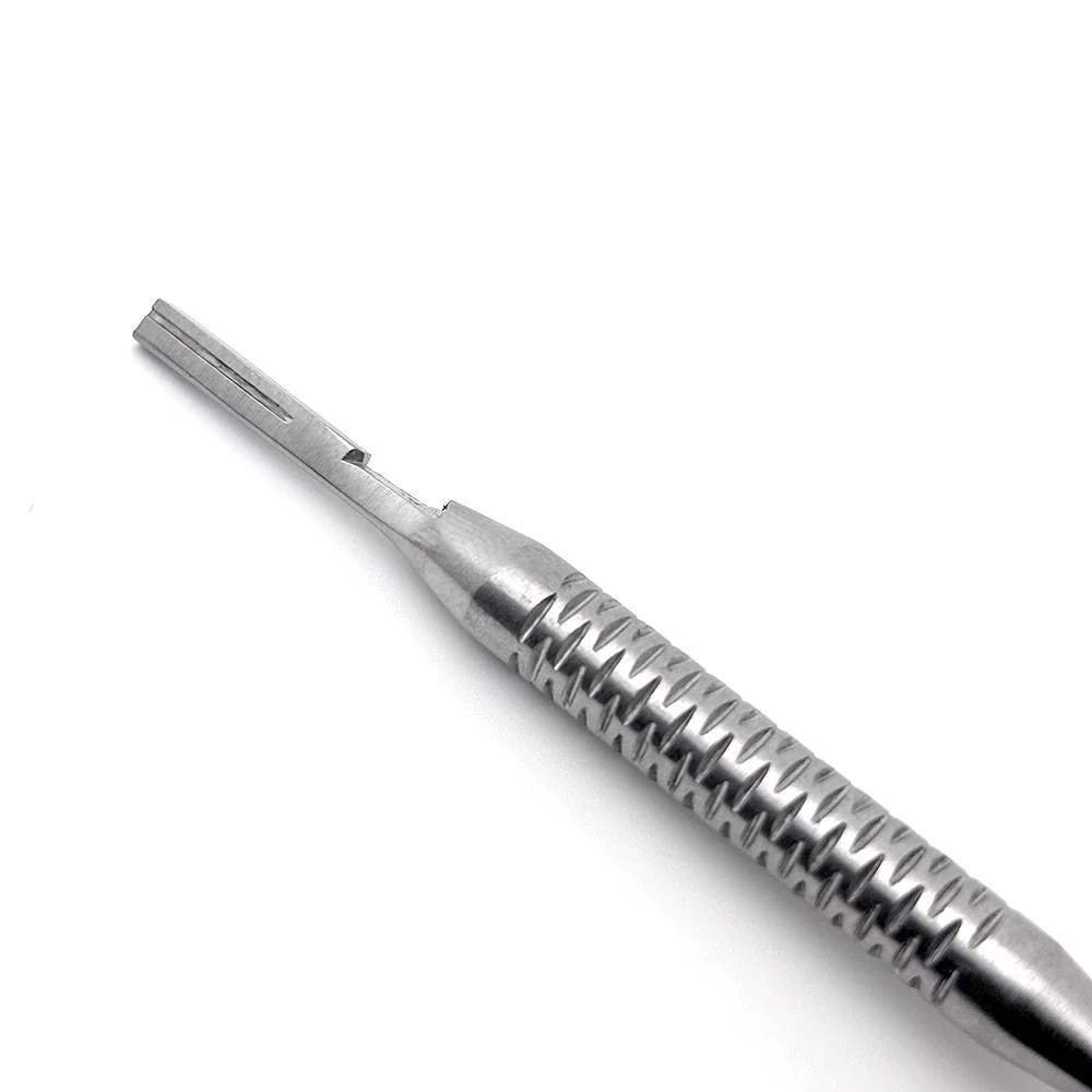 Poignée de scalpel dentaire n°3-poignée de lame incurvée/droite en acier inoxydable pour instruments de chirurgie dentaire