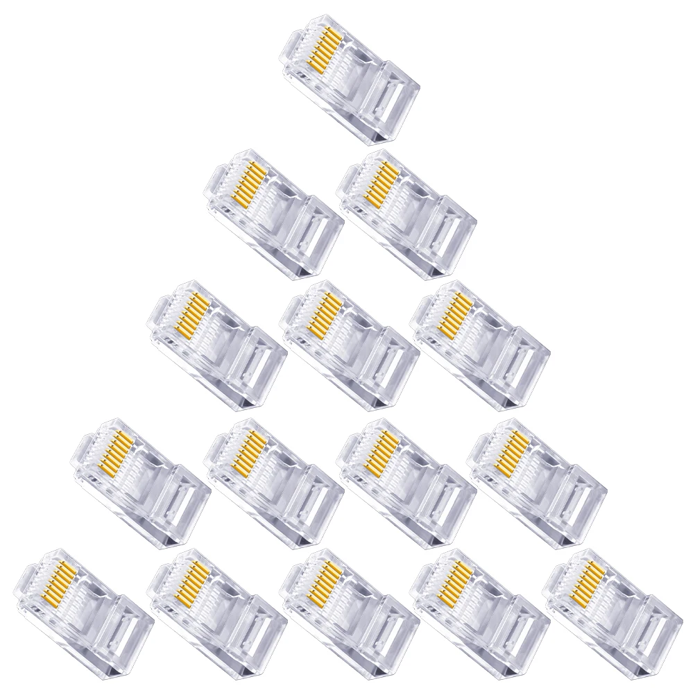 

100pcs Ethernet Cable Crimp Connector End Network Cable Plug Internet PC Material Clear Transparent Durable