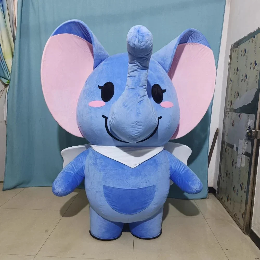 

Надувной костюм синего слона-талисмана 2м/2.6м для взрослых, для Хэллоуина, Рождества, вечеринок, косплея, без батареи