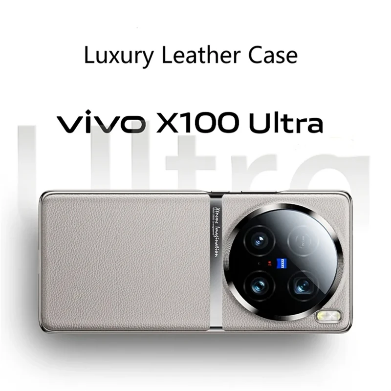 Luxury Electroplate PU Leather Case For VIVO X100 Ultra 5G Stylish Camera Protection Shockproof Back Cover Phone Shell