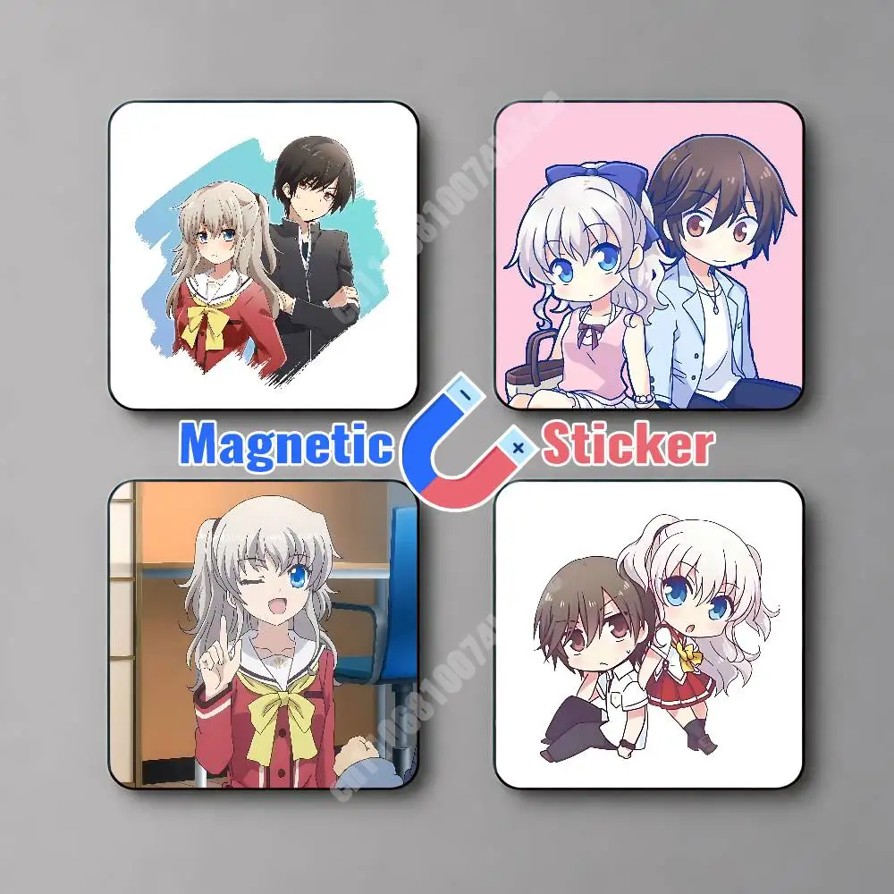Charlotte Tomori Nao & Otosaka Yuu Magnetic Sticker Removable Fridge Decal for Metal Surfaces Magnet Label