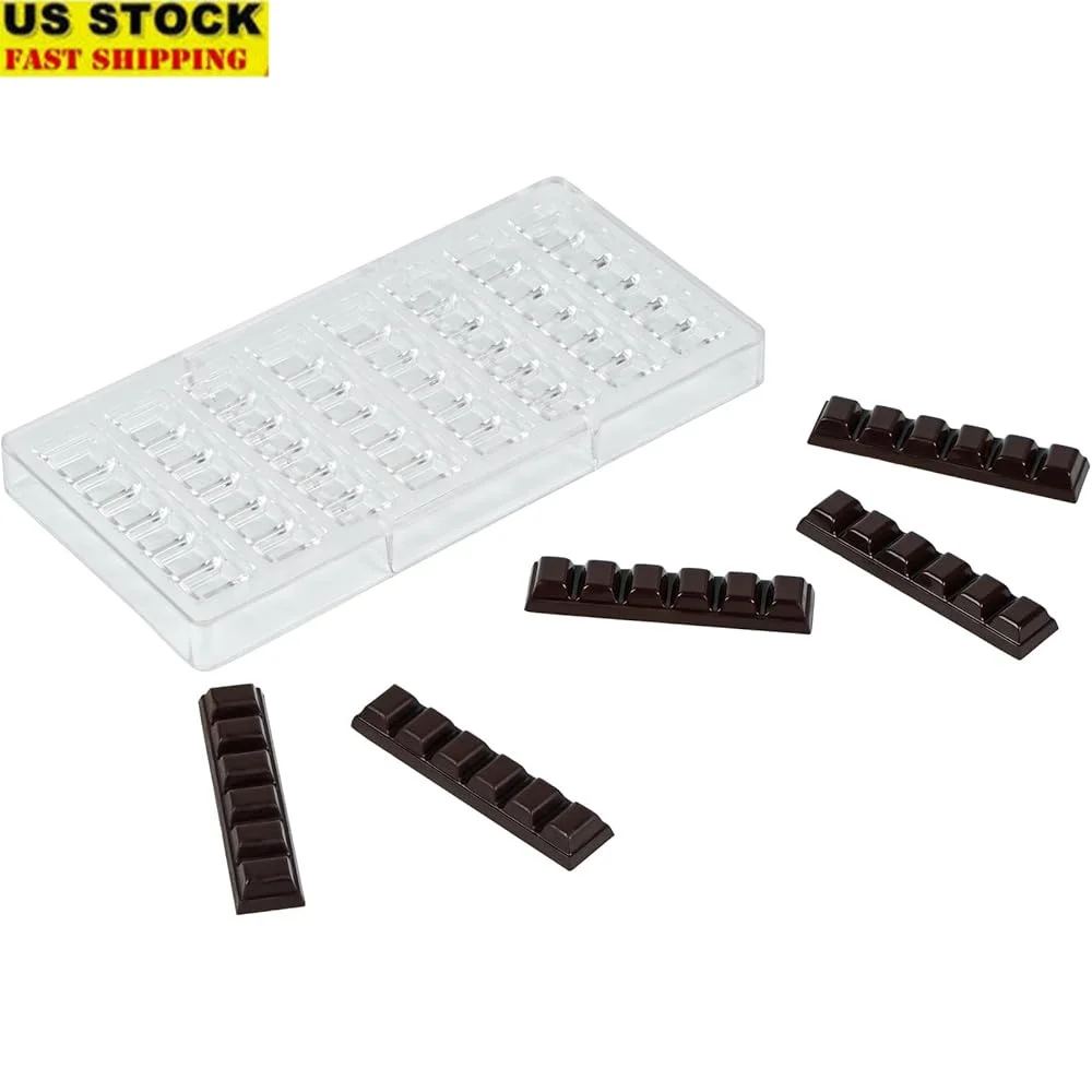 

Polycarbonate Chocolate Bar Mold 8 Cavity Candy Mold Durable Easy Clean Dishwashable Freezable Confectionery Tool 10.8 x 5.3