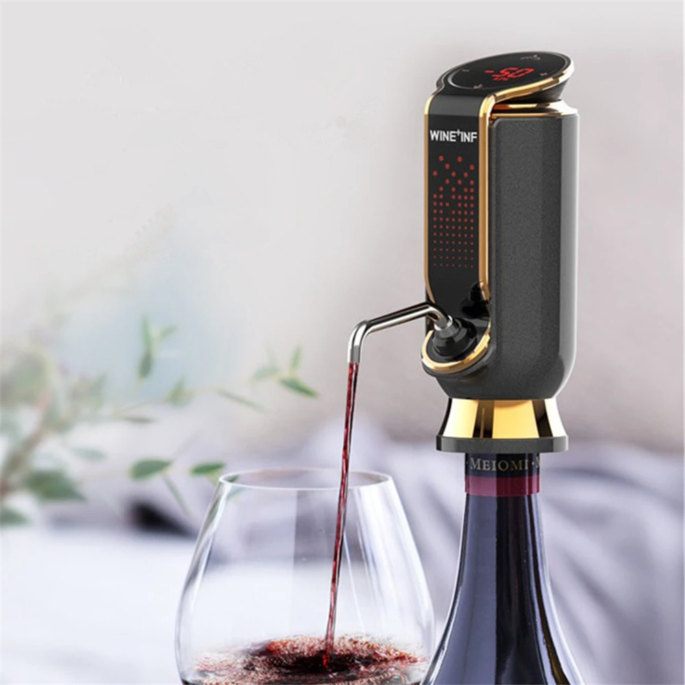 

USB Charge Electric Red Wine Decanter Vacuum Fresh-keeping Wine for 10-Days Automatic Quick Wine Aerator Adjustable Wine Output