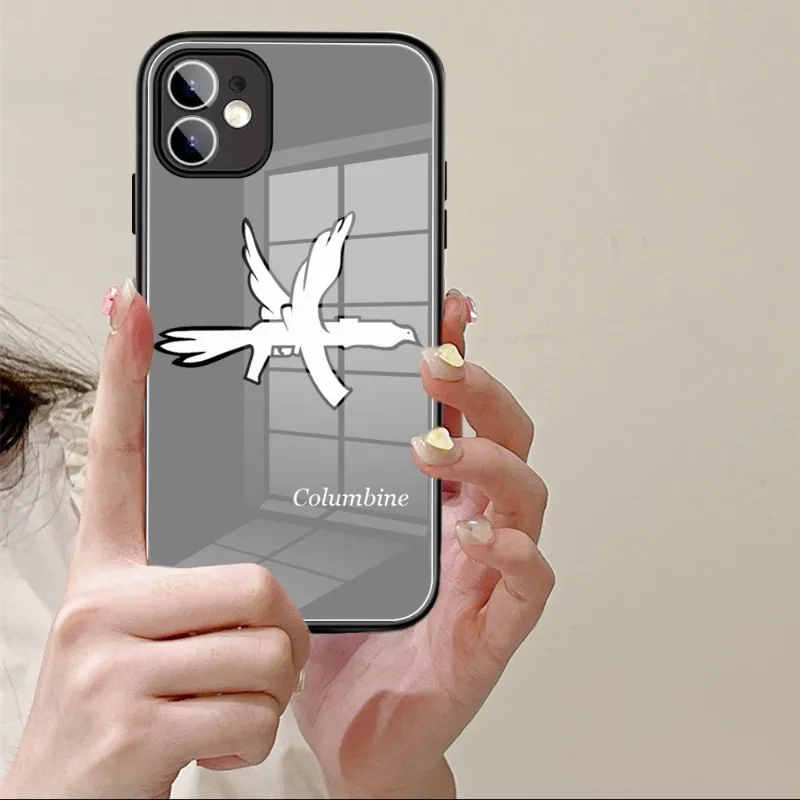 Columbine logo  Phone Case Glass 14 13 11 12 Pro 8 7 Plus X 13 Pro MAX XR XS MINI Black Covers