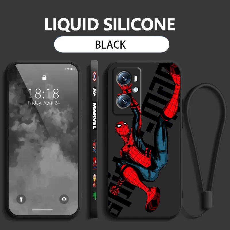 Marvel Spider Man Comic City Liquid Left Rope For OPPO Find Reno 7 6 X6 X5 X3 X2 A98 A96 A15 A53 A74 A72 A5 A16K 5G S 2020 4G