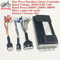 three mode sine wave controller 48V 52V 60V 72V 1500W 2000W 2500W 3000W e-bike brushless moter dc controller 50A for E-scooter