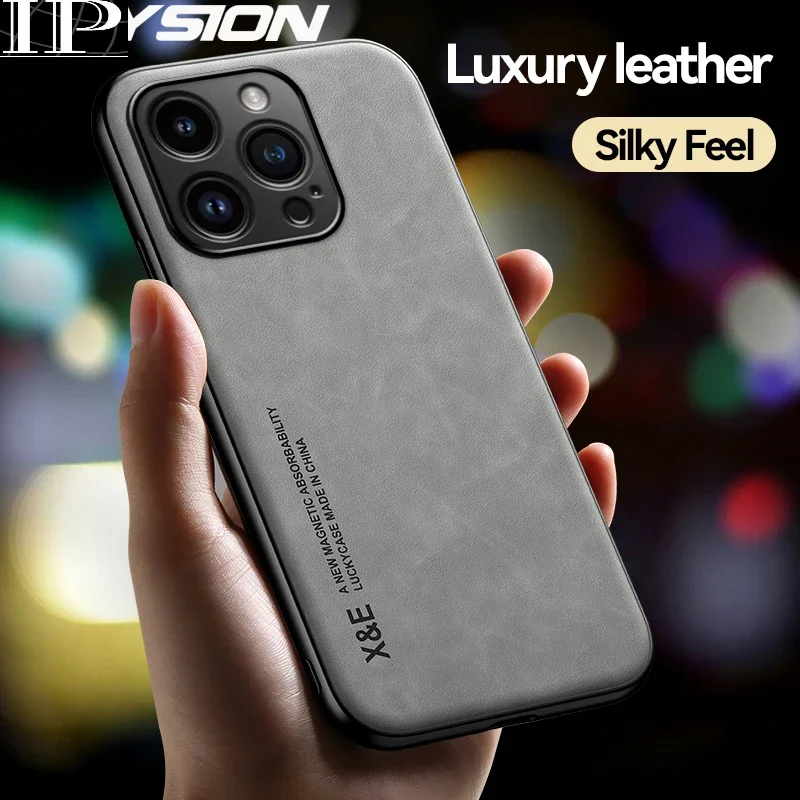 KEYSION Luxury Leather Case for iPhone 15 Pro Max 15 Plus Silicone+PC Shockproof Phone Back Cover for iPhone 14 13 12 11 Pro Max