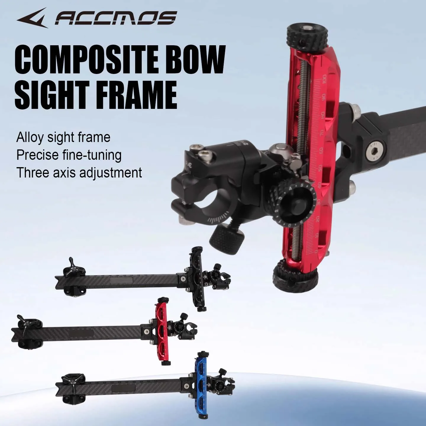 Universal Adjustable 9inch Compound Bow Sight Carbon Fiber Frame for Both Hands Archery Target Shooting Accessory