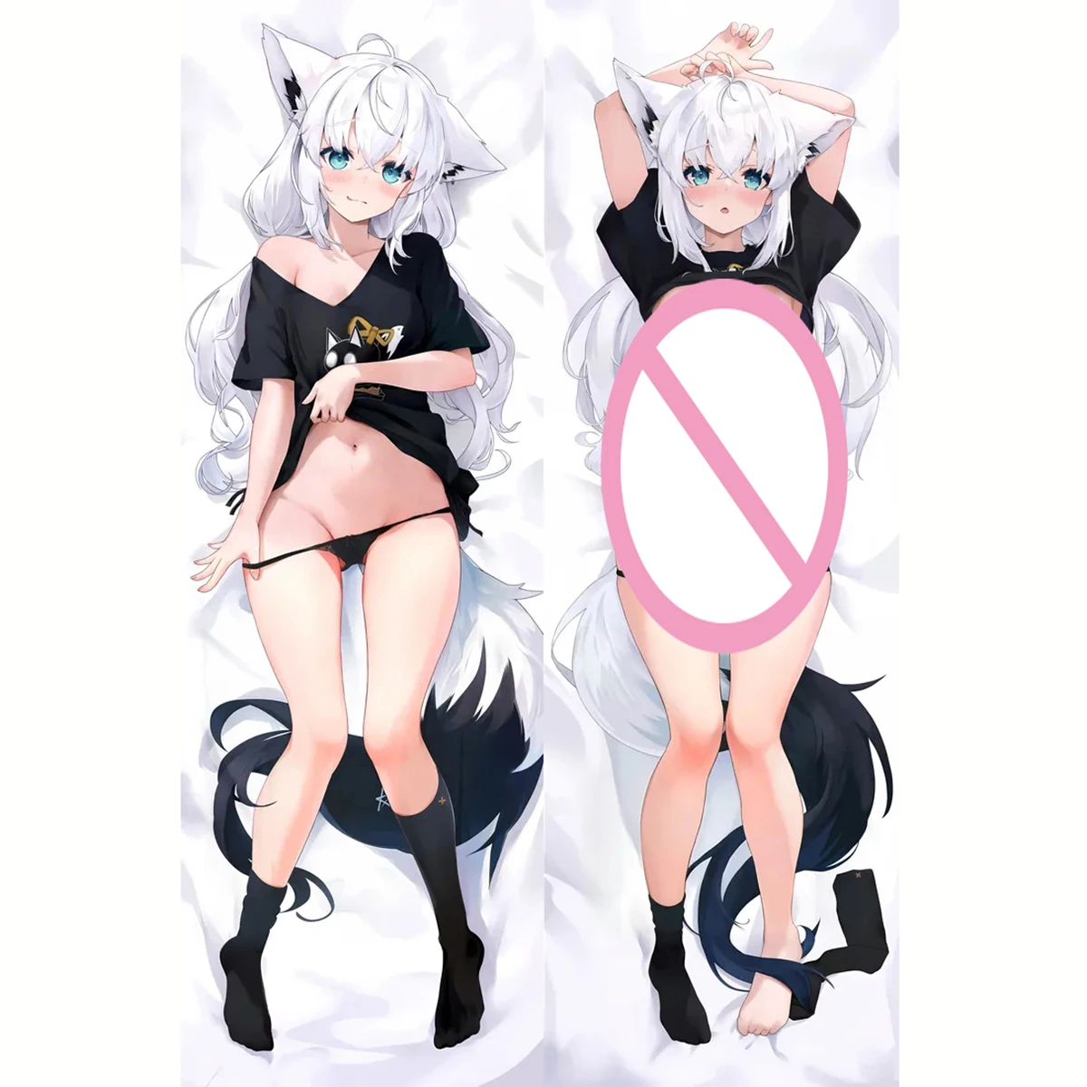 

Cute Amane Shirakami Fubuki Vtuber Square Pillowcase Peach Skin 2WAY Decor Pillow Case Room Cushion Case