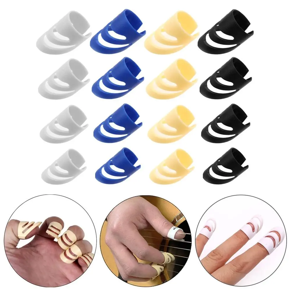 4 PCs Guitar Ukulele Plastic Thumb Finger Nail Fingertip Picks Protectors ALaska Pik Finger Pick for Acoustic Electric Guitar