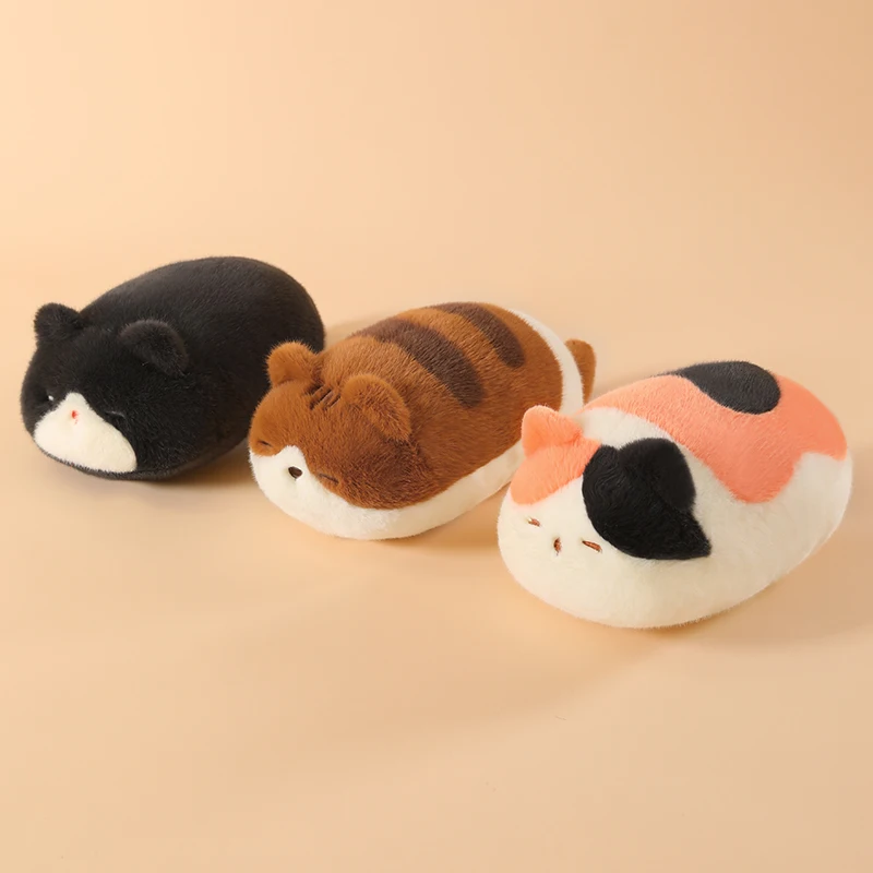 

30/50CM Soft Round Cat Plush Toy Cute Cat Black Pink Siamese Cat Stuffed Cartoon Animal Sleep Pillow Nap Cushion