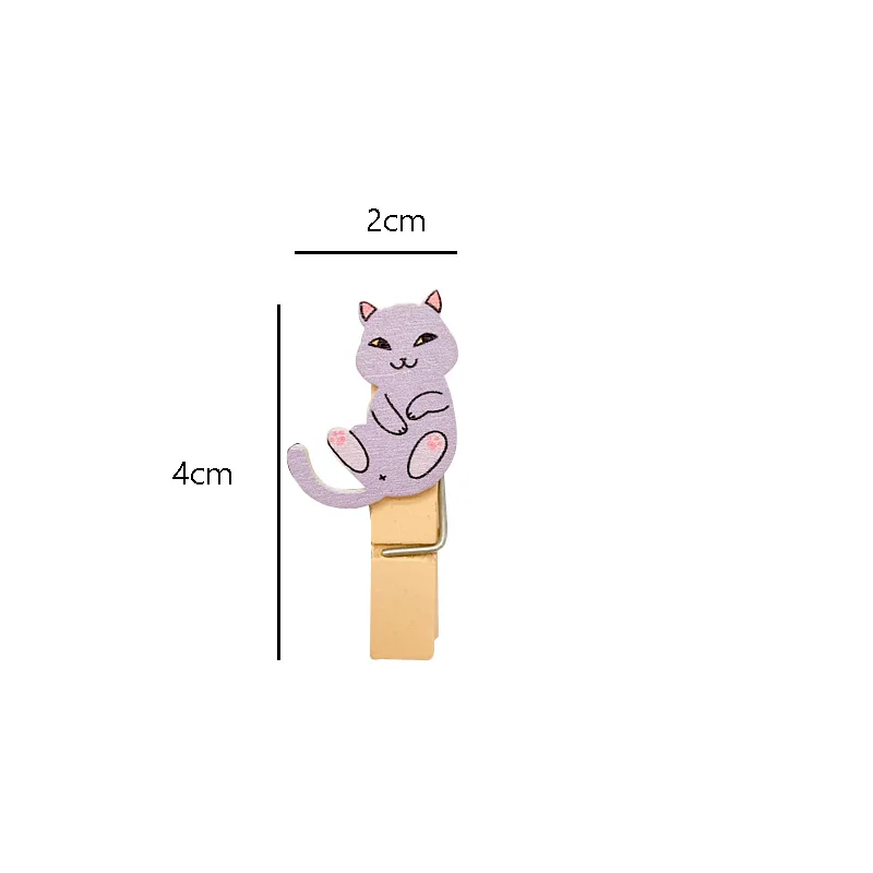 10pcs/lot Lovely Colorful Long Tail Cat Wooden Photo Paper Clips Peg Pin Craft Postcard Clips Home Wedding Decoration