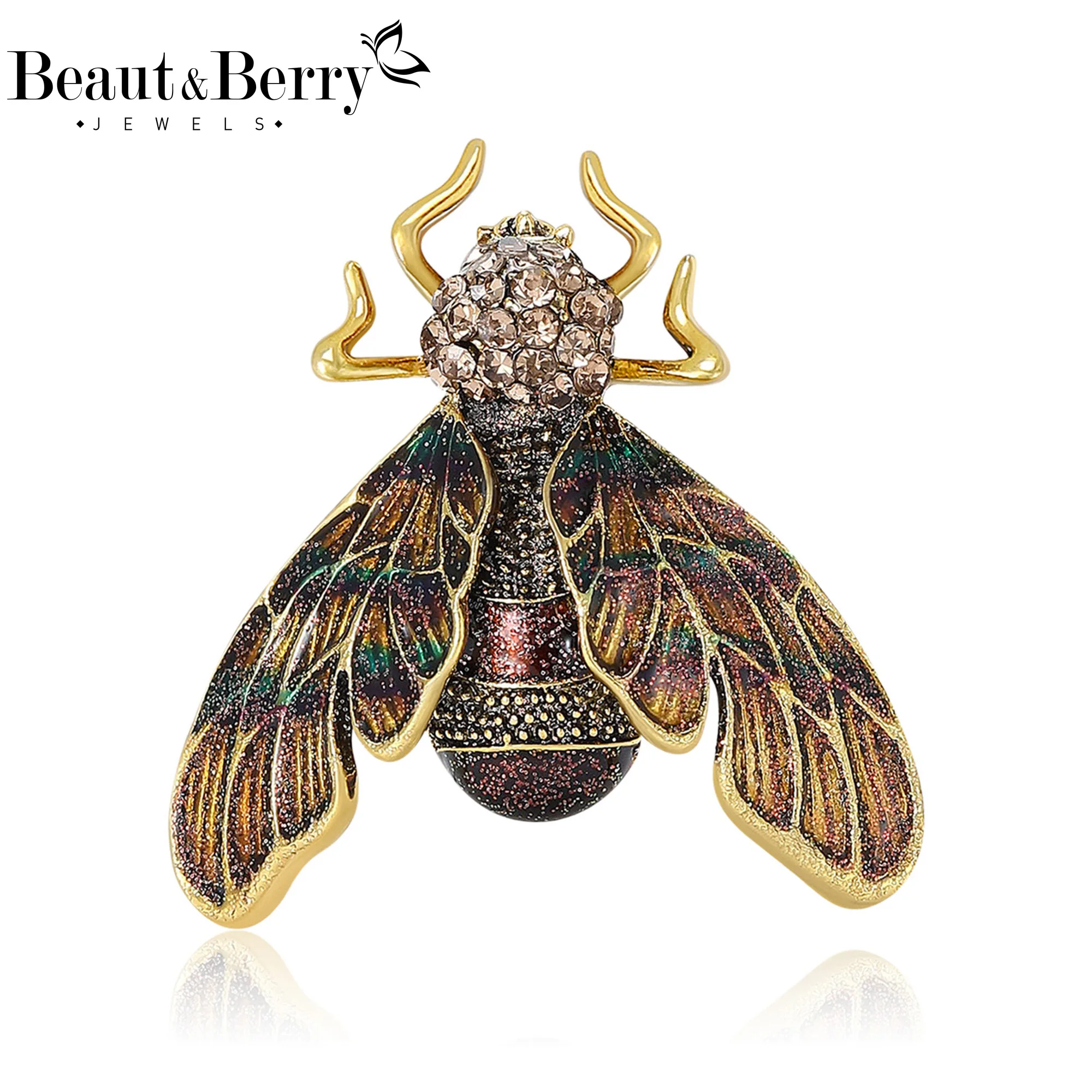 Beaut&Berry Vintage Enamel Beetle Brooches for Women Unisex Insect Pins Casual Party Jewelry Accessories Gifts Decoration