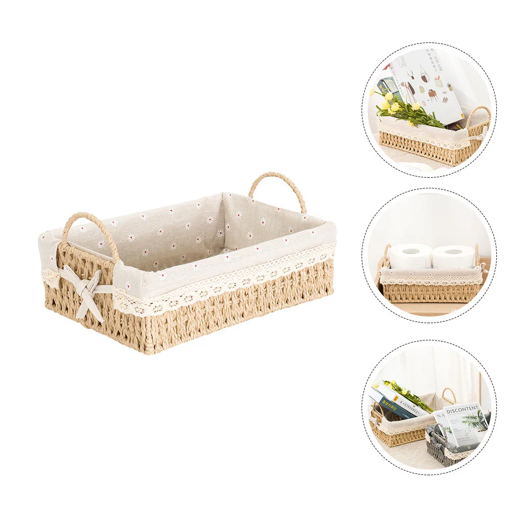 

Small Wicker Baskets with Handles Bedside Photo Prop Snack Household Storage Girl