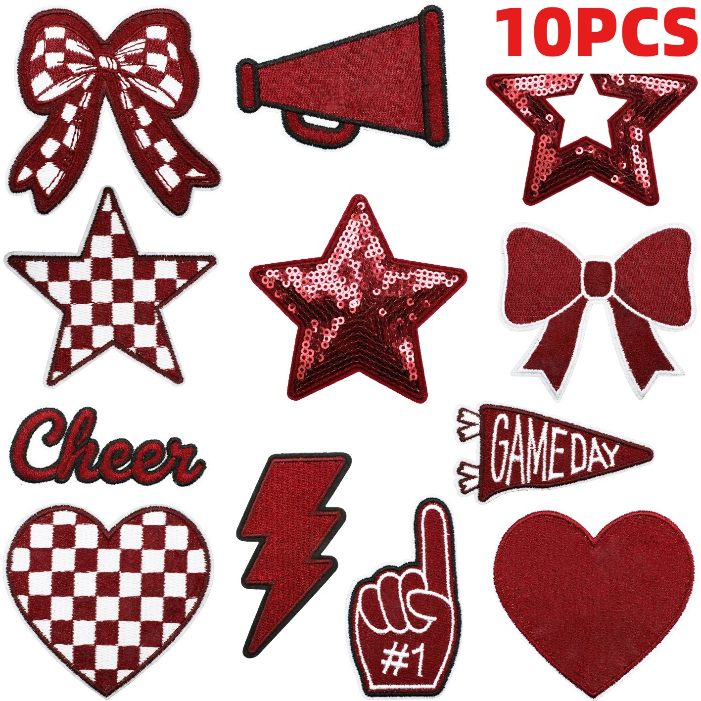 10PCS Wholesale Brown Theme Embroidery Cloth Stickers Cheerleaders Encourage Patch To Decorate Clothes Embroidery Logos Ironing
