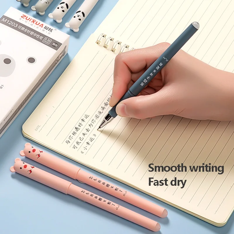 12 PCS Cute Erasable Gel Pens Set 0.5mm Kawaii Ballpoint Pen Refill for Kids Writing Office Students School Supplies Stationery