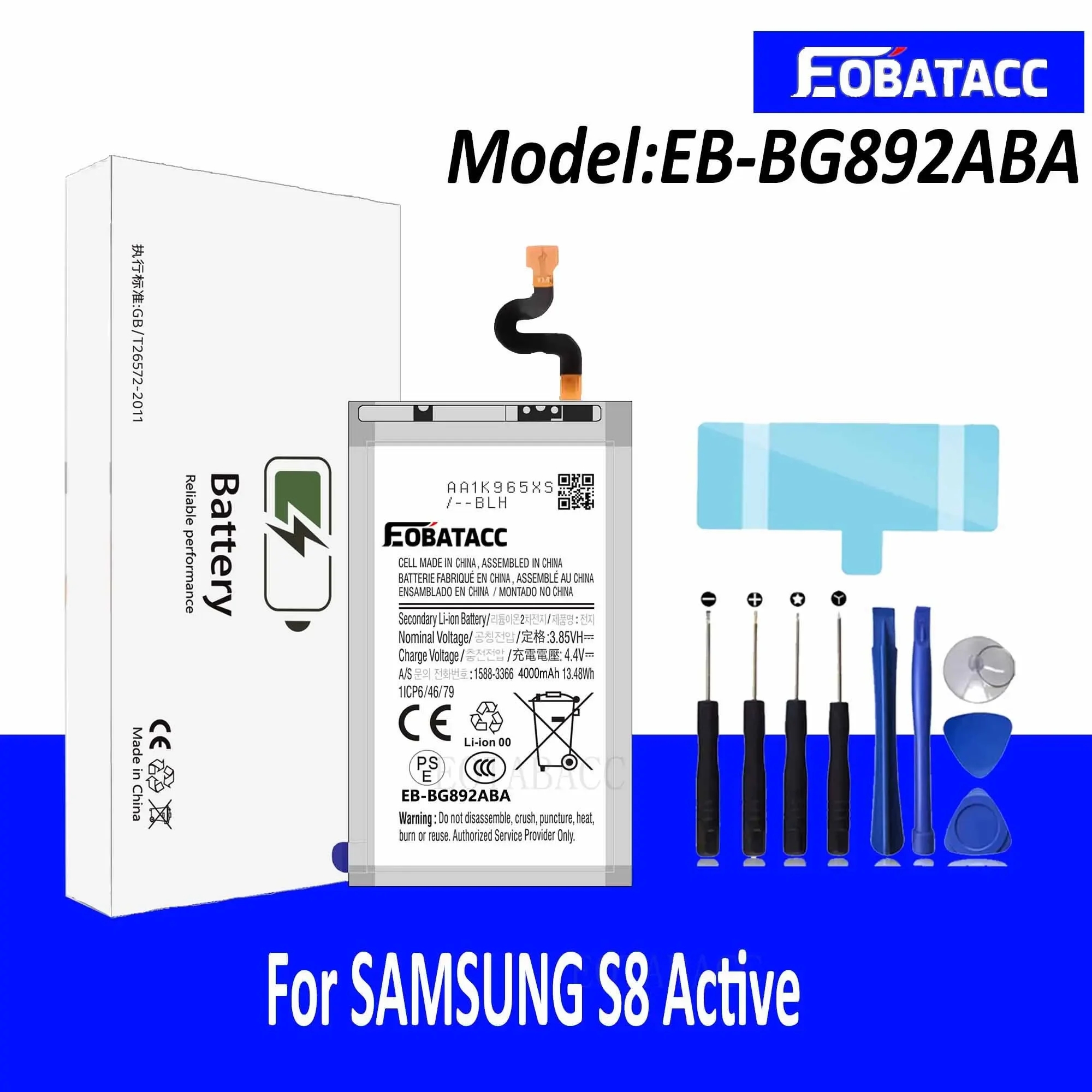 

EOTABACC 100% New High Quanlity Battery EB-BG892ABA For Samsung S8 Active Battery +Tools