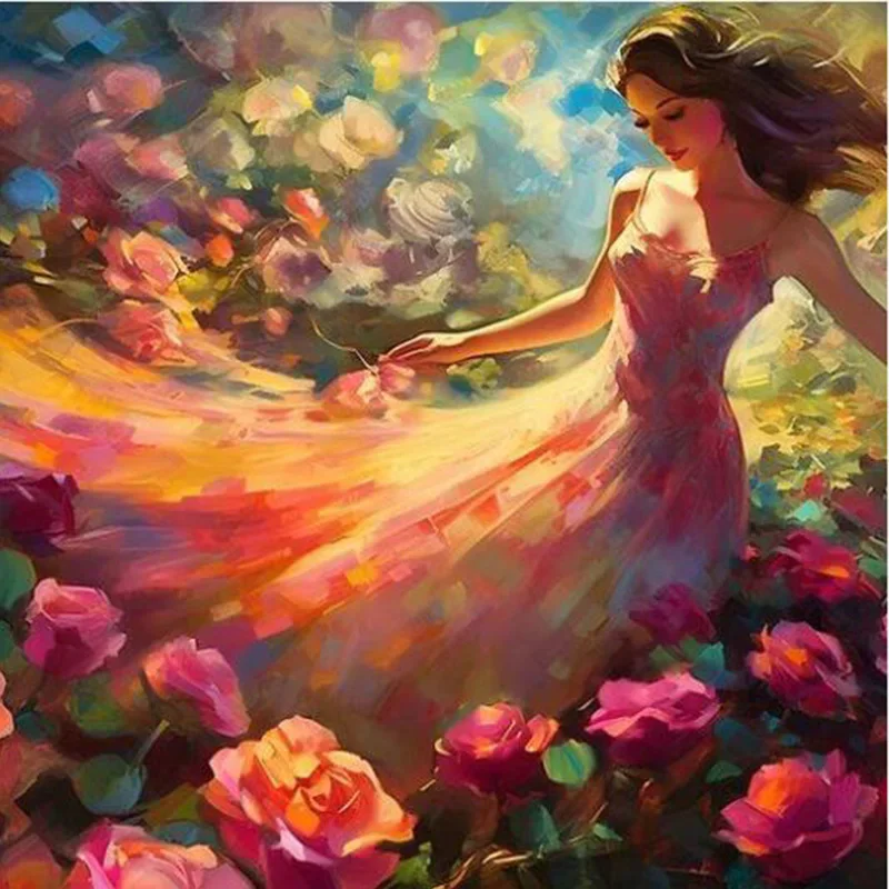 

AB Diamond Cross Embroidery Garden Girl 5D DIY Diamond Embroidery Water Diamond Painting Diamond Painting 2024