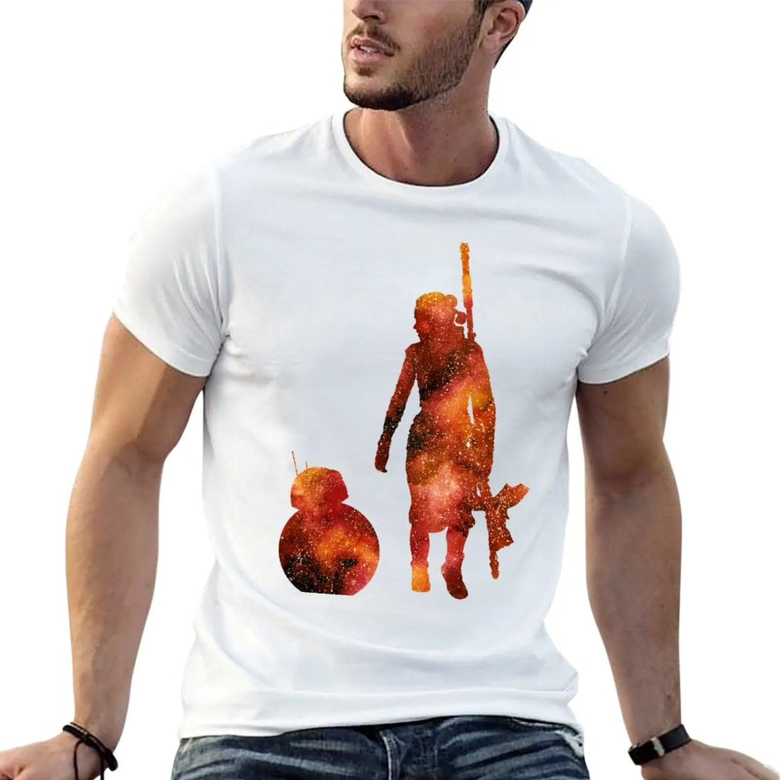 

The Droid & The Girl with the Staff T-Shirt men t shirt cotton 100% t shirt man cotton T-Shirt