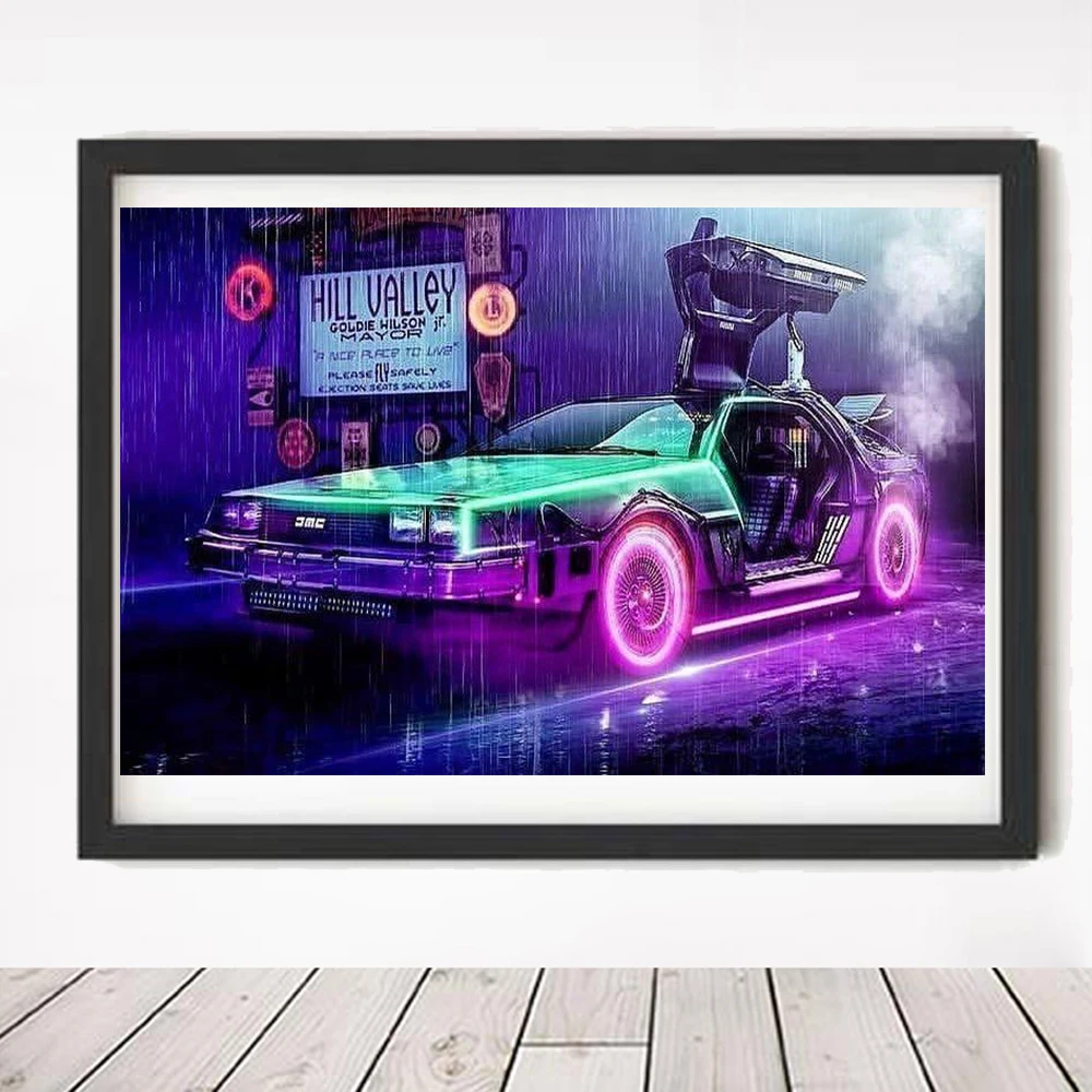 80s Back To The Future Car Movie Tv Show Print Art Canvas Poster For Living Room Decoration Home Wall Picture