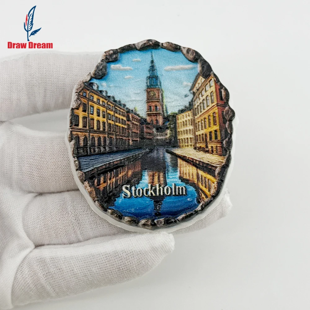 1Pc Swedish Stockholm Creative Classical Style 3D Refrigerator Magnet World Travel Souvenir Collection Suitable for Home and Office Decoration, Personalized Exclusive Travel Souvenir Magnetic Refrigerator Magnet Home Decoration, Kitchen, Room, Office, Cabinet Crafts Gift, Holiday Souvenir, Exquisite Small Gift