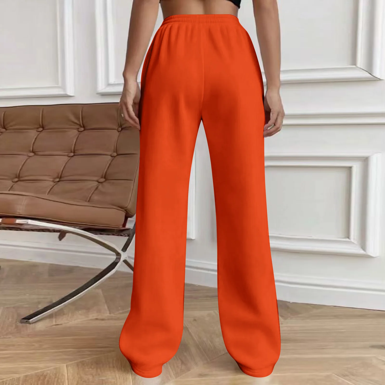 Vrouwelijke mode wijde pijpen broek casual minimalistische effen kleur met trekkoord geplooide broek dame elegante losse gezellige broek