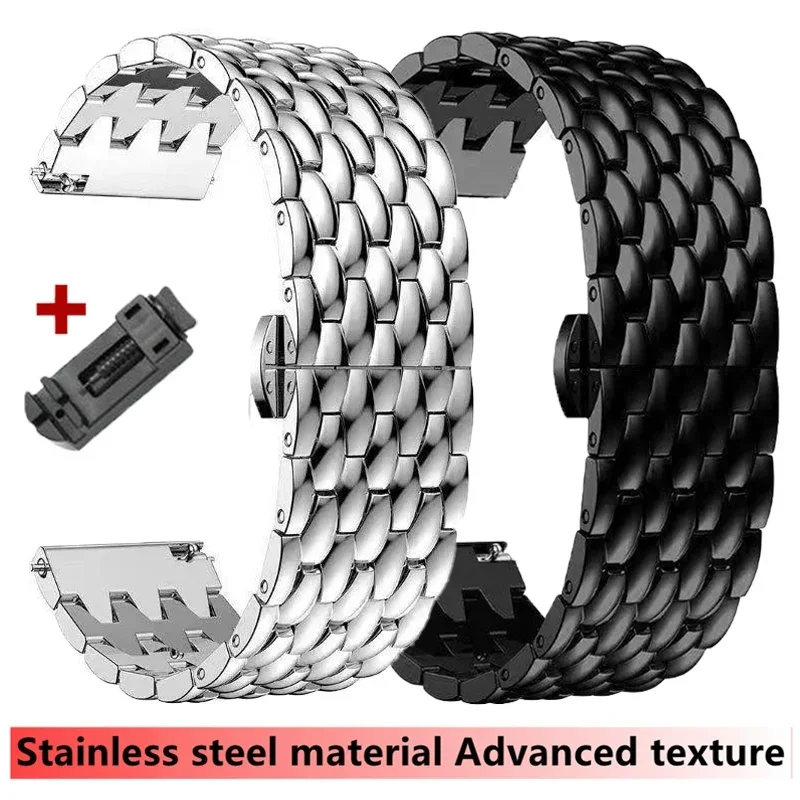 Stainless Steel Bands 20MM 22MM Strap For Samsung Galaxy Watch 6 43mm 47mm 4 42MM 5 40/44 For Huawei 4 pro GT3 46 43mm Bracelet