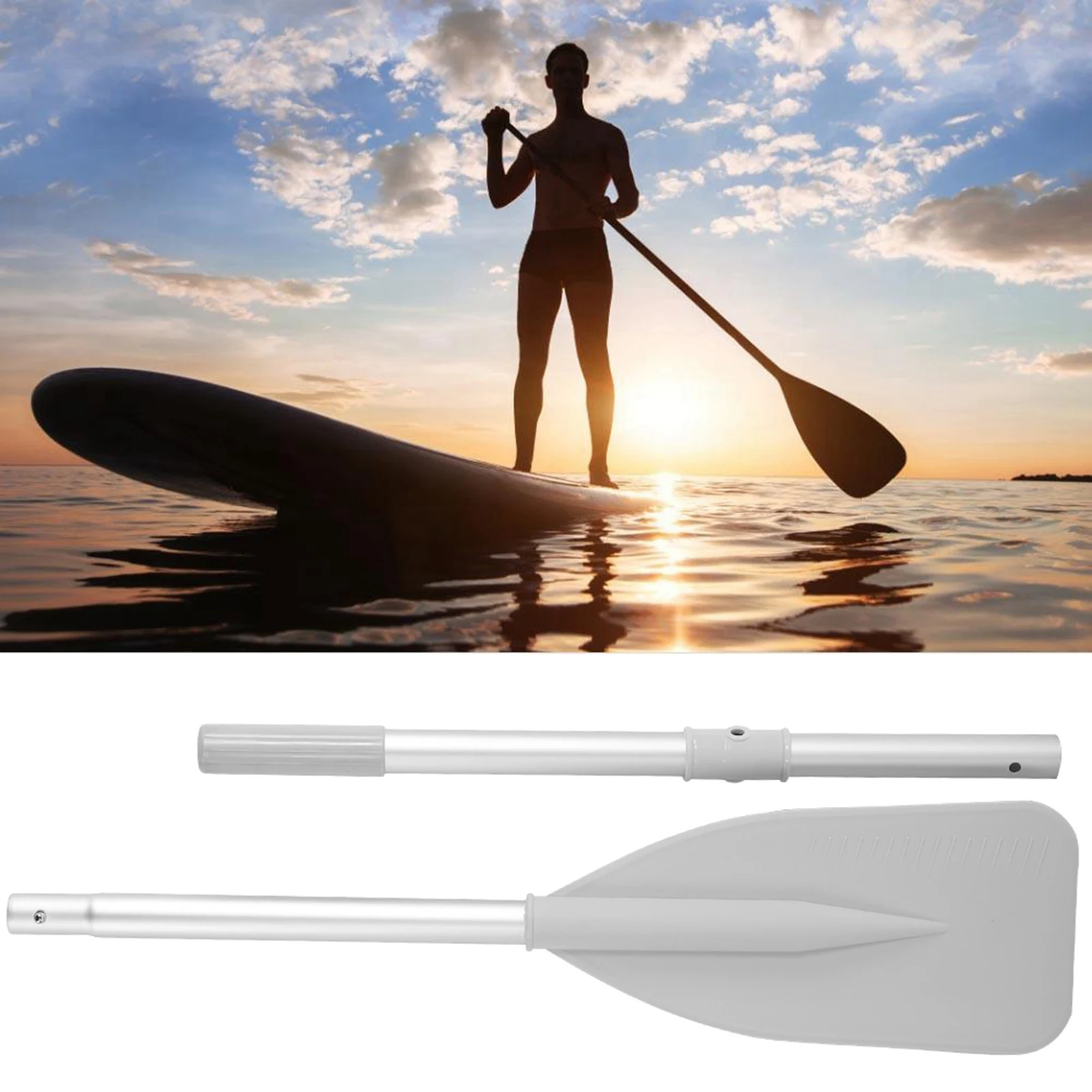 High Toughness Inflatable Boat Dinghy Canoe Water Marine Sports Aluminium Alloy Oars 2pcs Paddle with 2Pcs Rod Set