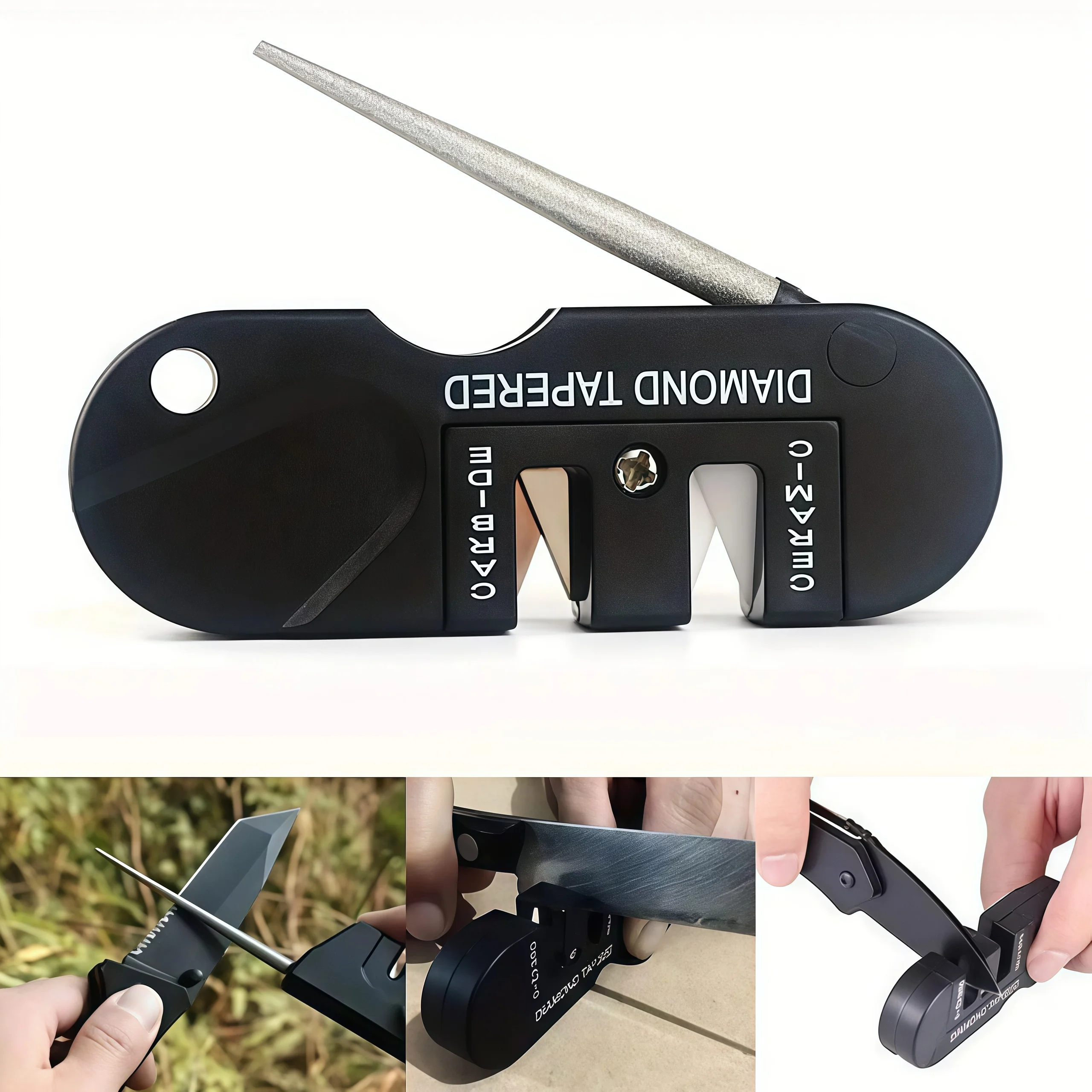 Picture 5: 4-in-1 Portable Tungsten Ceramic Sharpening Stone,Multi-functional Mini Outdoor Camping Tool,Quick Sharpening, Durable Portable