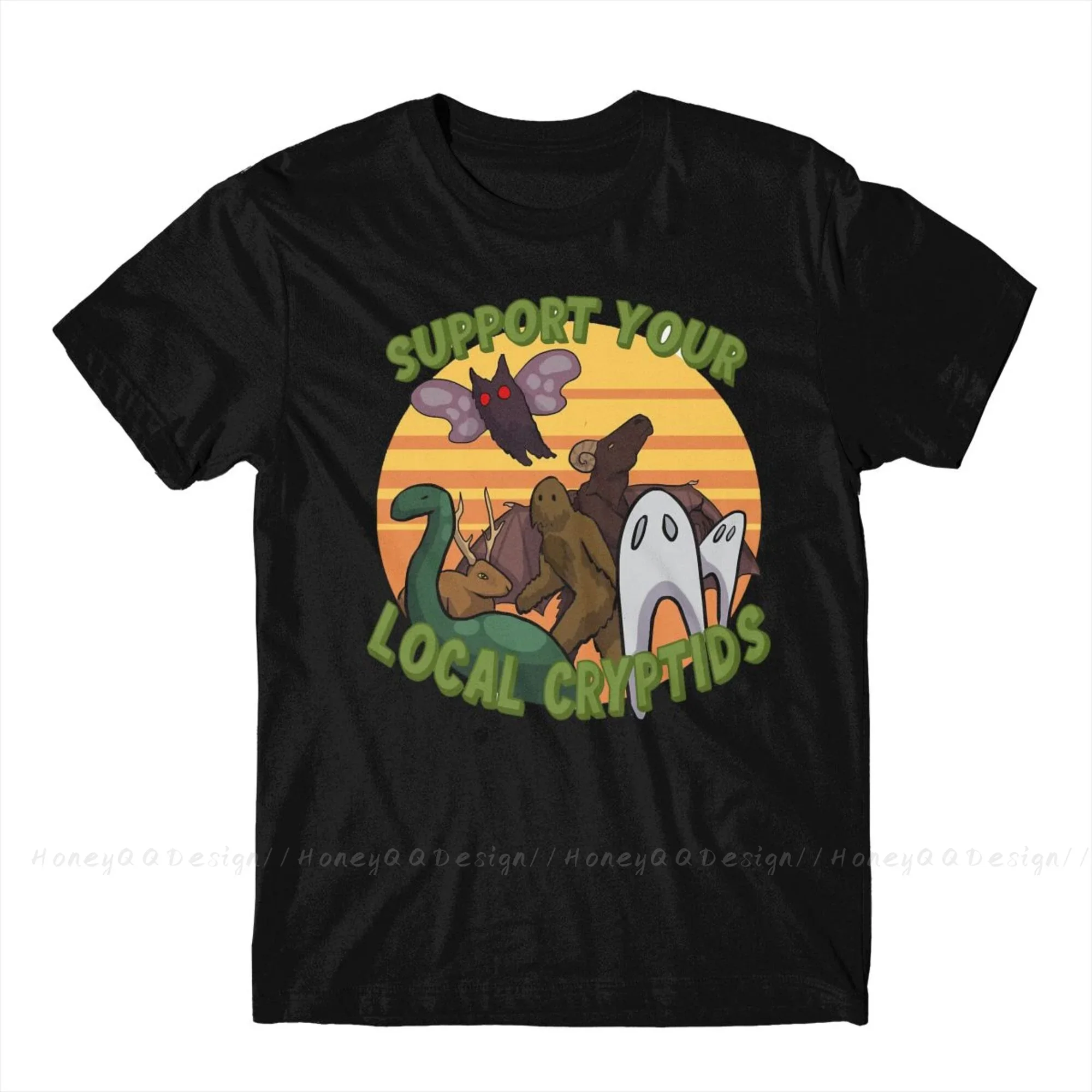 Support Your Local Cryptids Fashion Shirt Design Sasquatch Cotton Shirts Men T-Shirt Oversize For Adult Tees