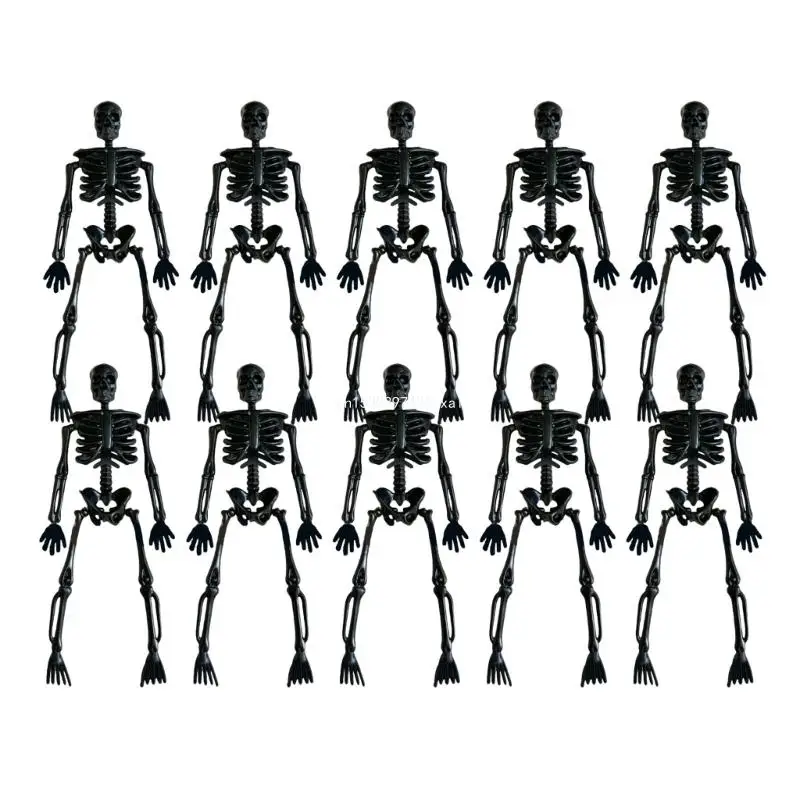 

10Pcs Halloween Skeleton Figure Collection Movable Skeleton Decorations For Halloween Party And Haunting House Scene