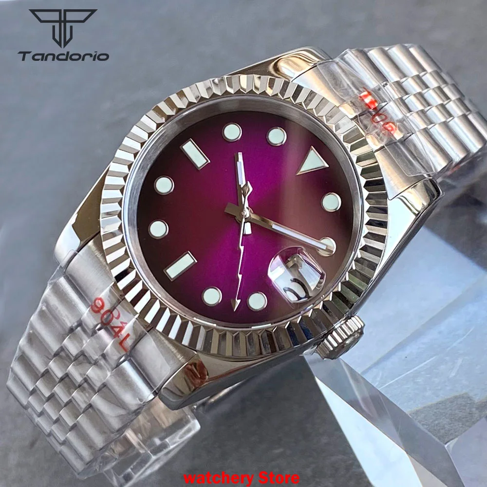 Purple High-grade Sterile Date Men Dive Watch Tandorio 36mm/39mm Sapphire Glass NH35A Automatic Movement Mechanical Luminous
