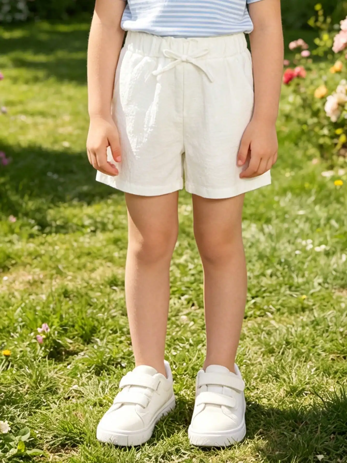 3-teiliges Set: Leichte, atmungsaktive Shorts für Kleinkinder (2-11 Jahre) mit elastischem Bund und Schleifendekor – Sommerliche Freizeitshorts für den Alltag – Detail 3