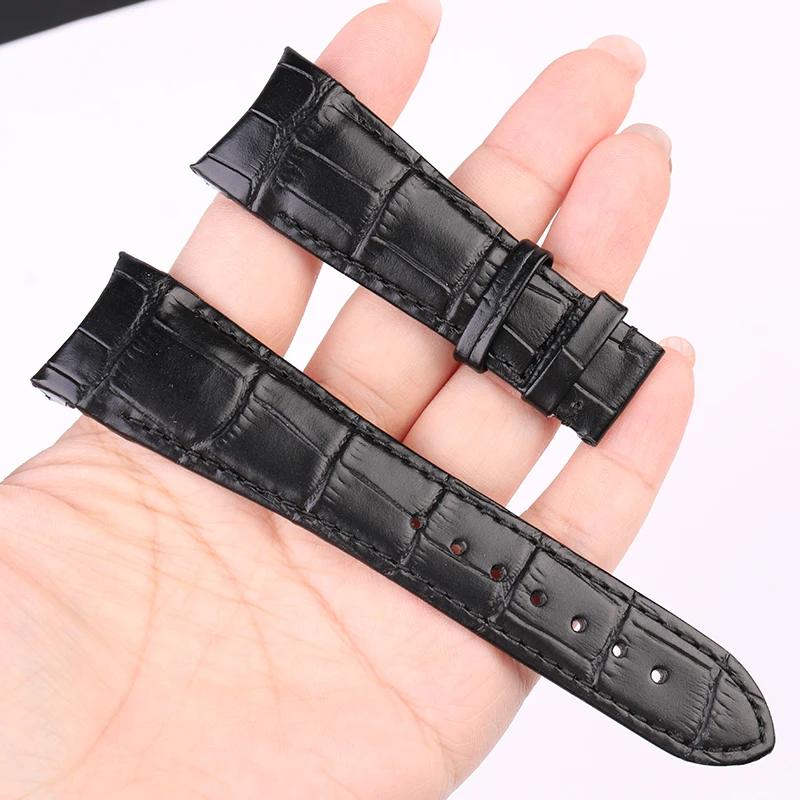 Pulseira de relógio de couro curvo especial, pulseira de couro, pulseira de borboleta, ajustável para VERSACE V-SportII VFE130015 VFE160017, 24mm