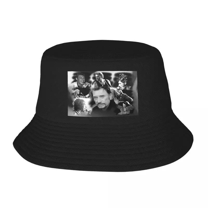 Custom Retro Rock Johnny Hallyday Beach Bucket Hat Women Men Unisex French France Singer Summer Fisherman's Hat