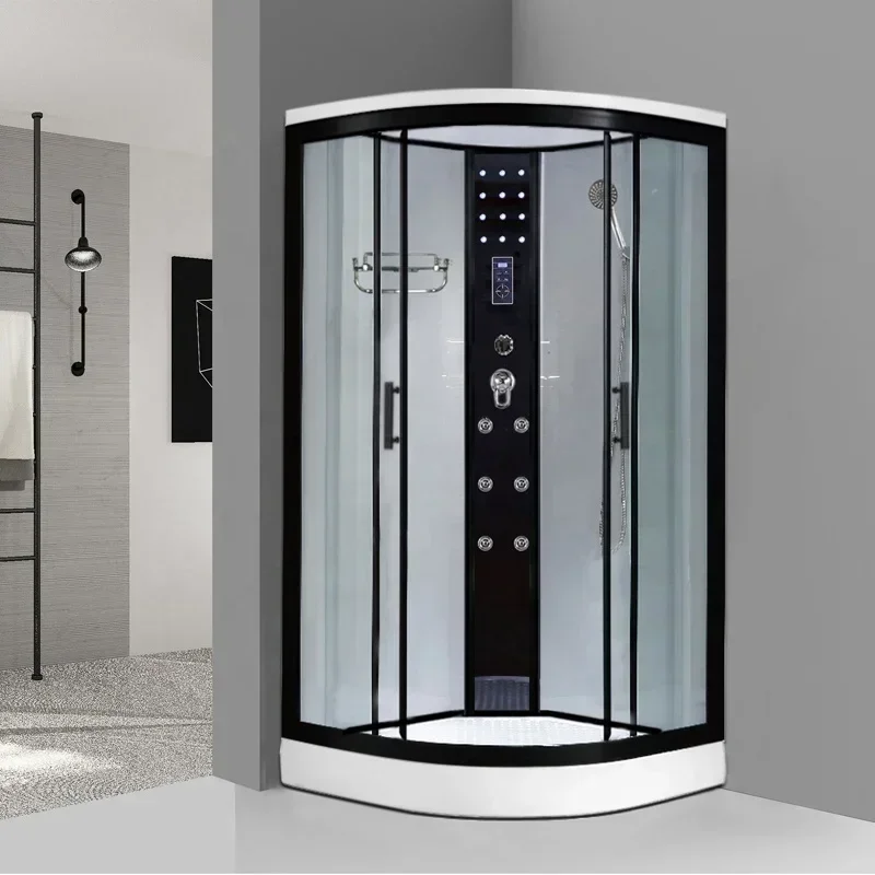 Cabine de douche en aluminium noir, fournisseur direct d'usine, cabine de douche en verre avec douche