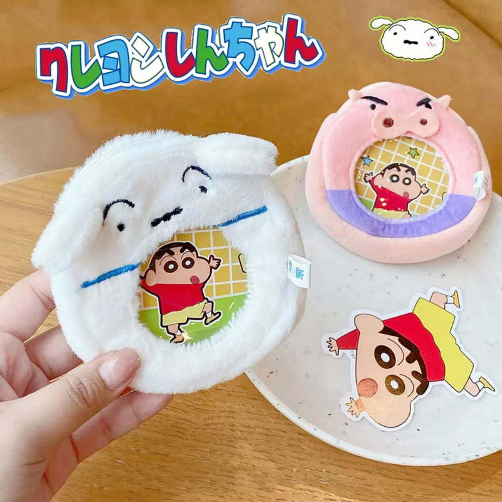 Genuino Crayon Shin-Chan monedero de felpa llavero estudiante auriculares portátiles Cable de datos bolsa de almacenamiento bolsa regalos para niñas
