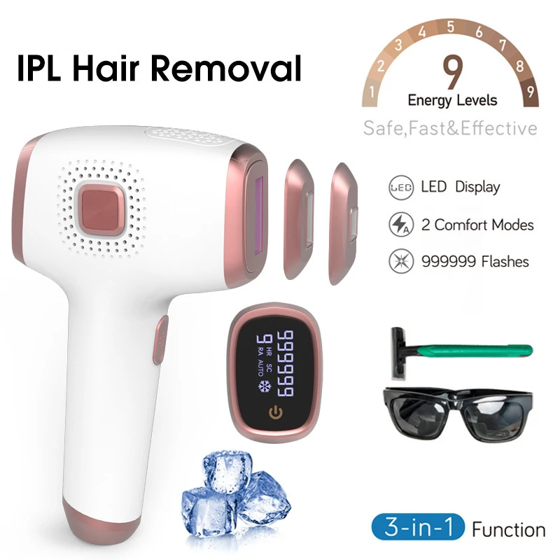 

3-in-1 Touch Screen IPL Hair Removal Device Painless Ice Cooling Electric Body Bikinis Epilator 999999 Flashes Skin Rejuvenation