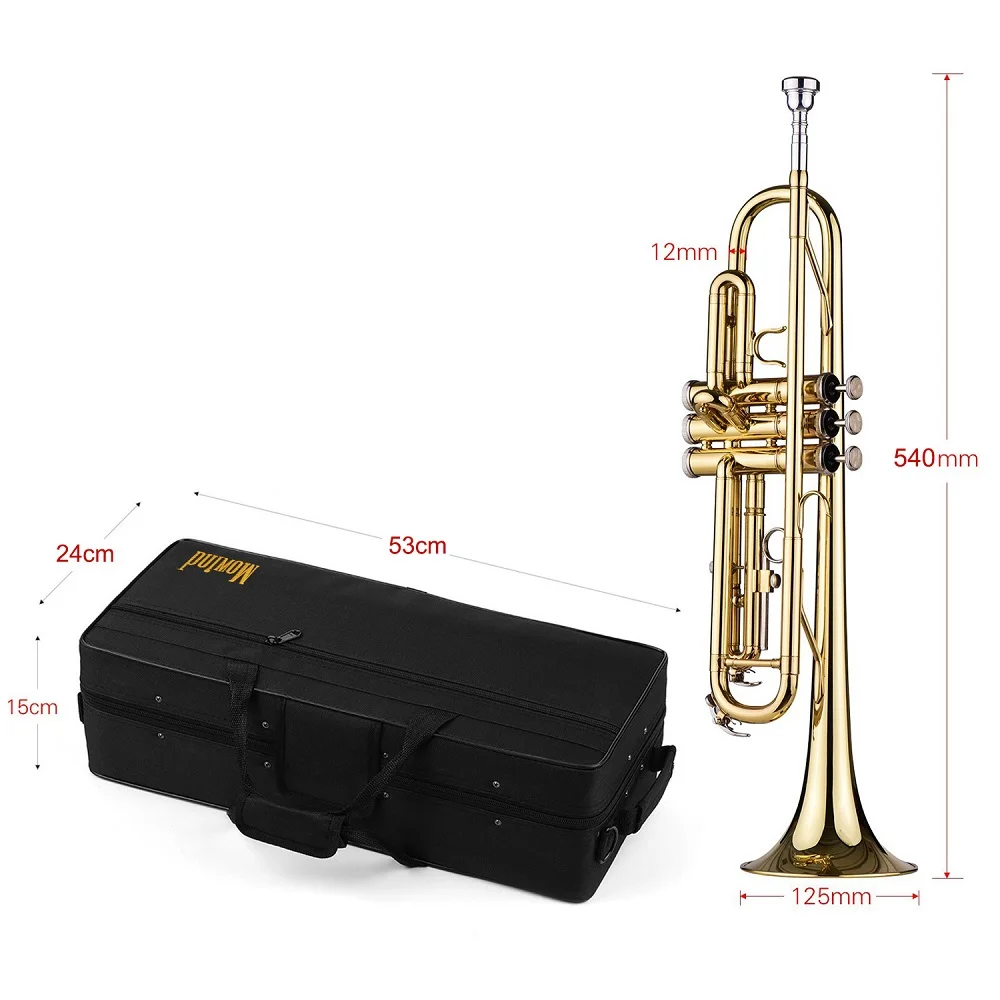 Hooqu Trumpet B Flat Standard Student Bb Key Brass Gold Lacquer Trumpet