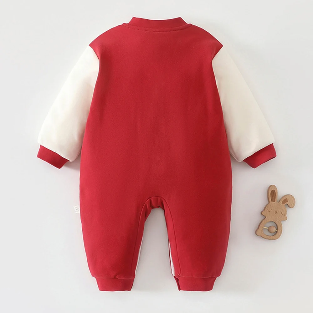 Christmas Baby Girl Romper Quilted Thicken Warm Newborn Infant Winter Clothing Red Color 1st Birthday Princess Baby Jumpsuits