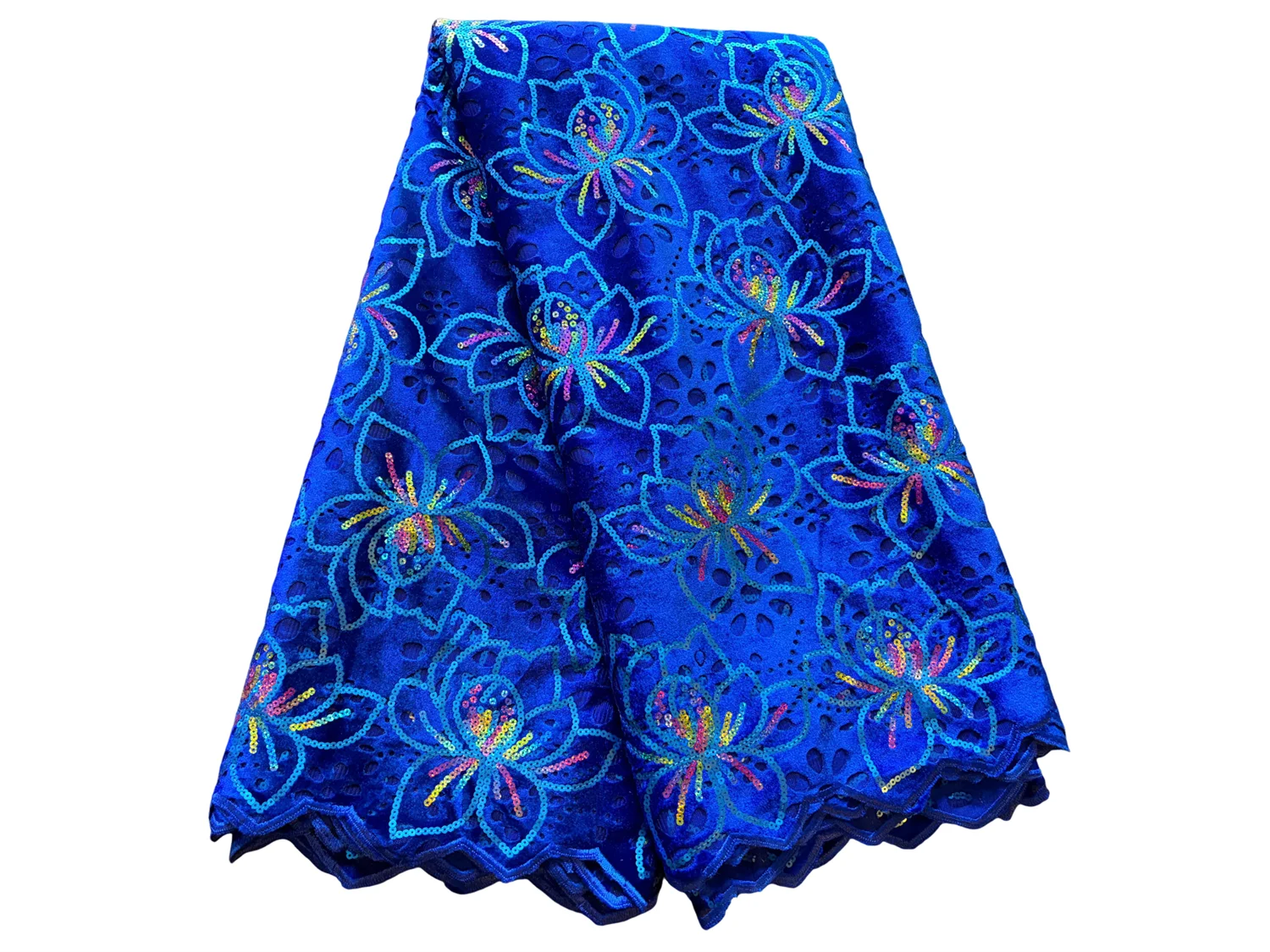 

French Hollow Out Velvet Lace Fabric 2025 High Quality Sequin African Embroidery Lace With Stones For Nigerian Party Robe Sewing
