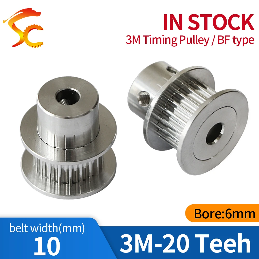 

10pcs 3D Printers Parts printer pulley HTD M3 20 teeth bore 6mm HTD 3M 20 teeth timing pulley fit for HTD 3M belt width 10mm