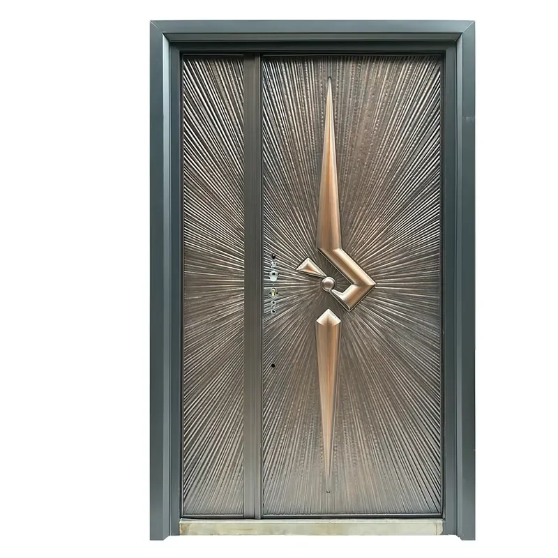 Hot Sale High-End Modern Anti-Theft Front Entry Cast Aluminum Security Door Waterproof for Outdoor Hotels Villas Copper