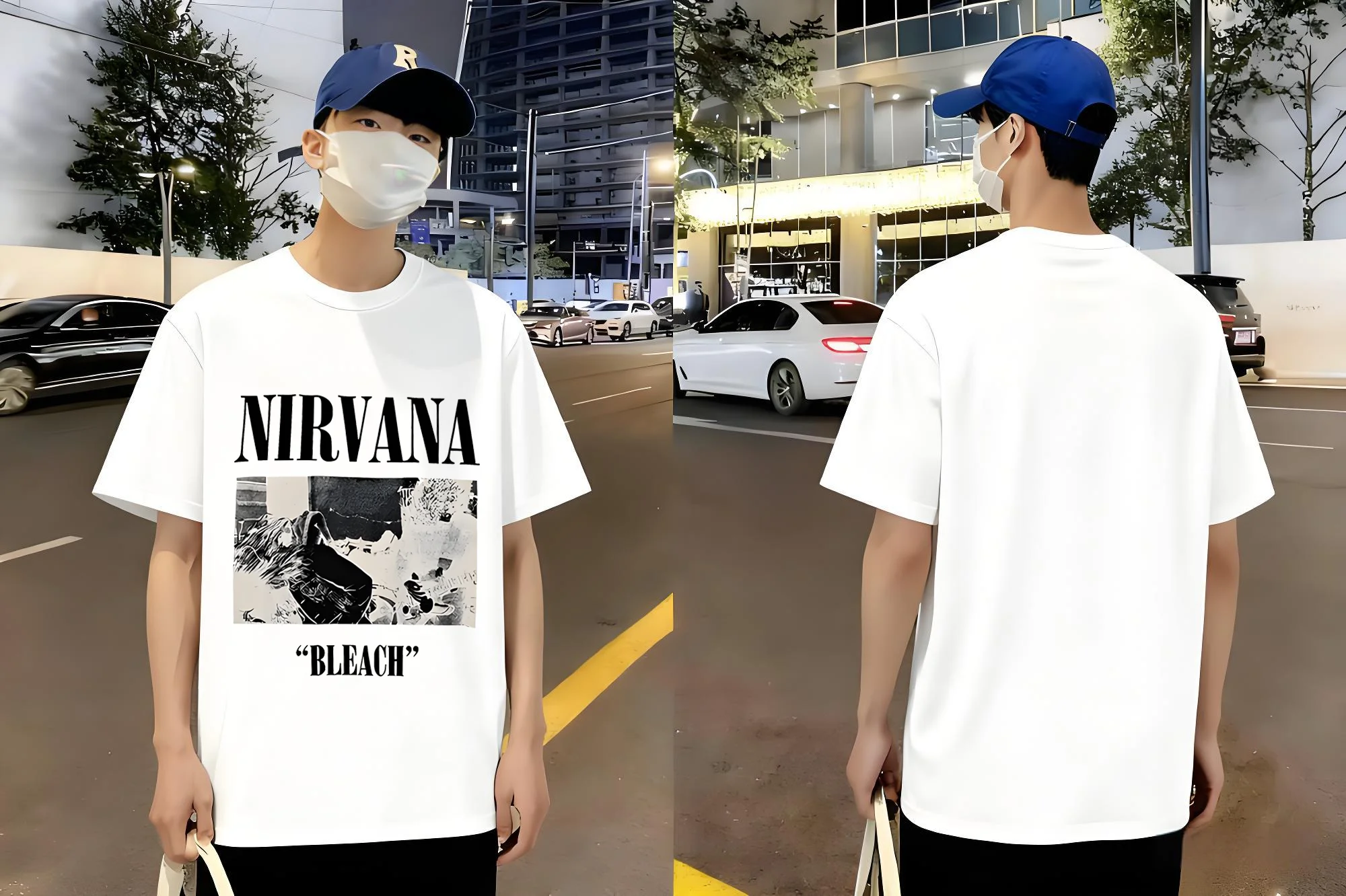 

NIRVANA BLEACH Print Tshirt 2025 New White Cotton Tee Grunge Rock Style Streetwear Unisex Casual Short Sleeve Top Men Women