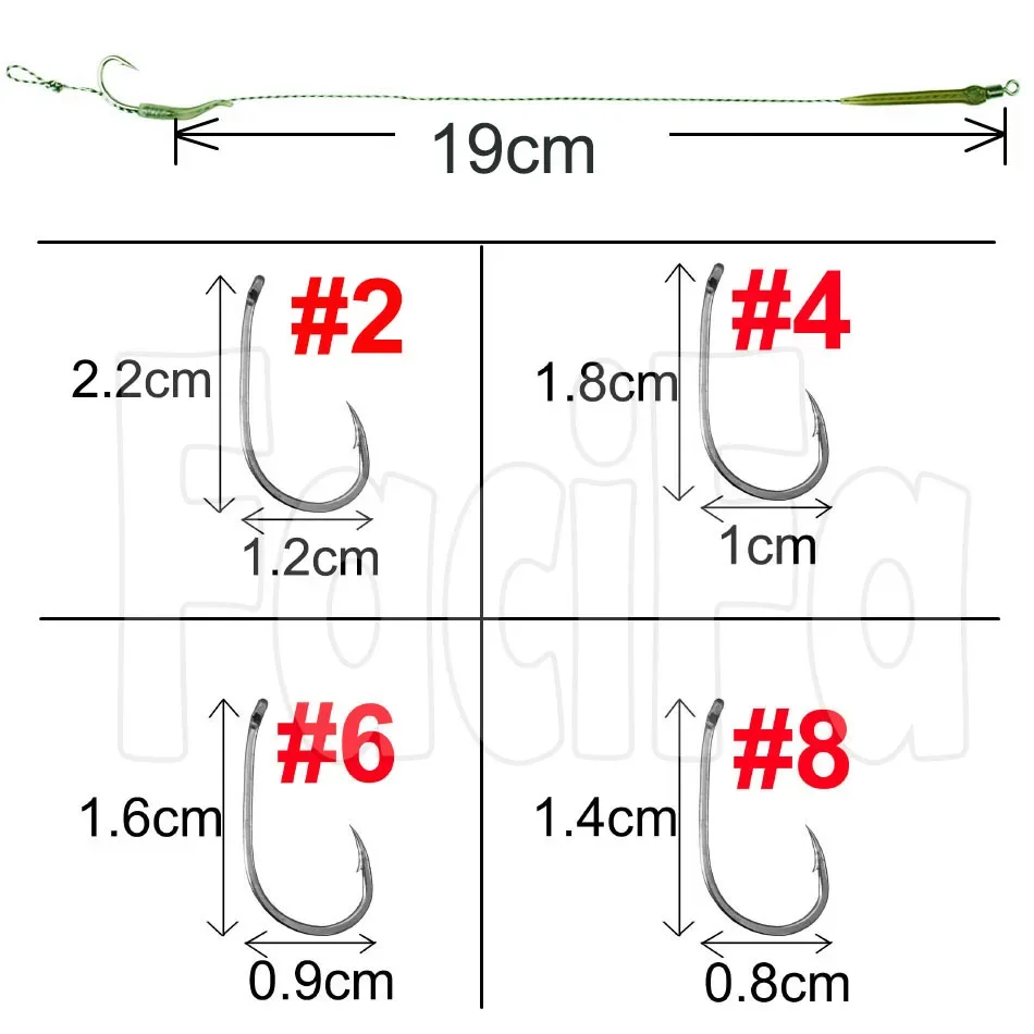 New 6 to 12pcs Carp Fishing Accessories Hair Rig Fishing Hook 1set Ready Made Tied Boilie Hook with Fishing line Anti Tangle Sle