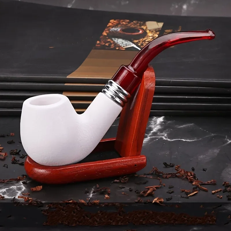 Creative Imitation Sea Bubble Resin Tobacco Pipe, Curved Red Tail White Filter Tobacco Pipe, Smoking Pipe, Smoking Accessories